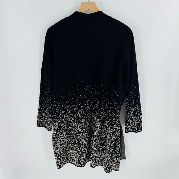 JM Collection Black Gold Ombre Open Front Cardigan Sweater 2X Dressy Holiday Top - Picture 2 of 9